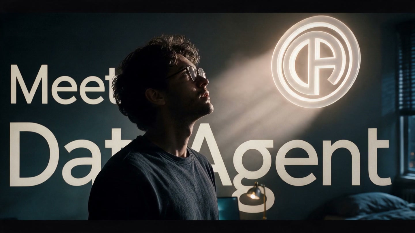 DataAgent brand reveal above an engineer at his desk