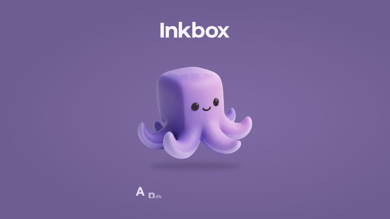 Inkbox brand reveal with its purple character
